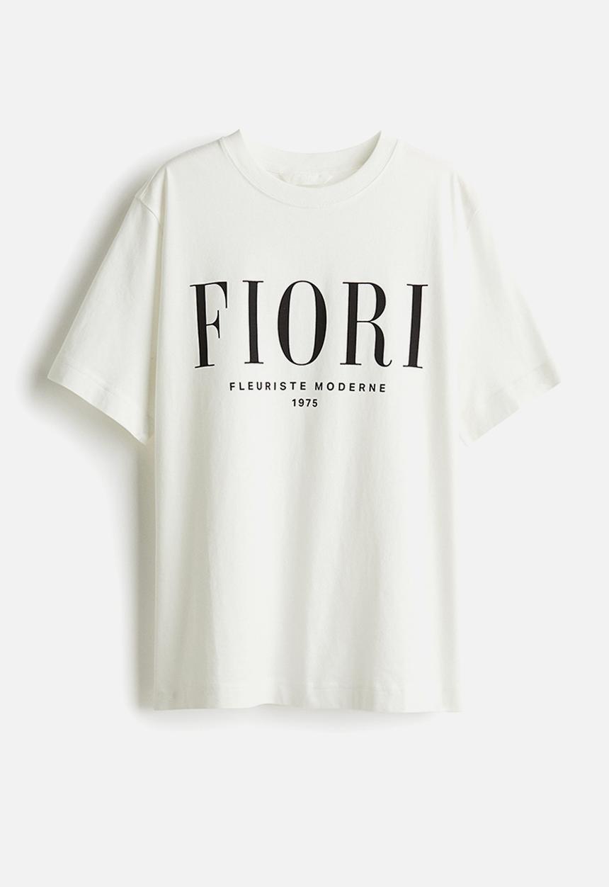 H&M - Printed t-shirt - white fiori