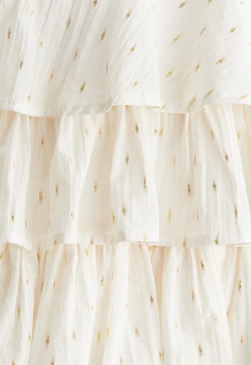 H&M - Tiered-skirt strappy dress - cream spotted