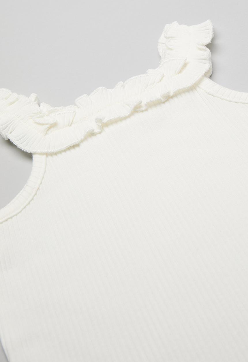Pop Candy - Frilled collar tee-white