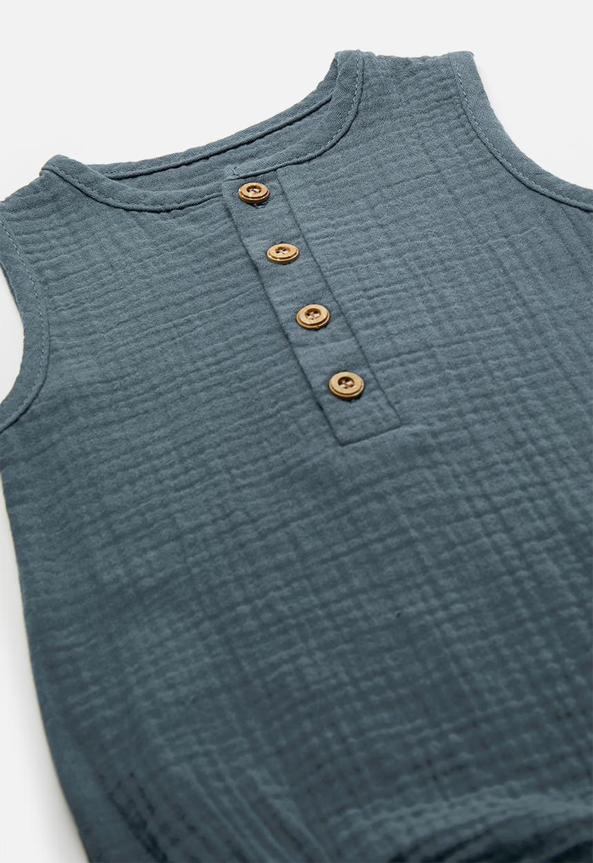 Pop Candy - Half button bodyvest - navy blue