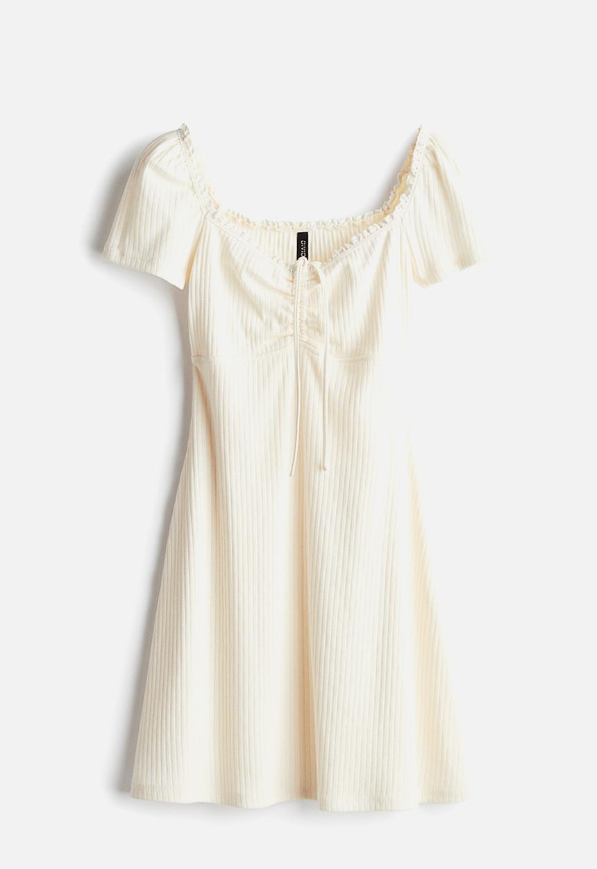 H&M - Lace-trimmed flared-skirt dress - cream