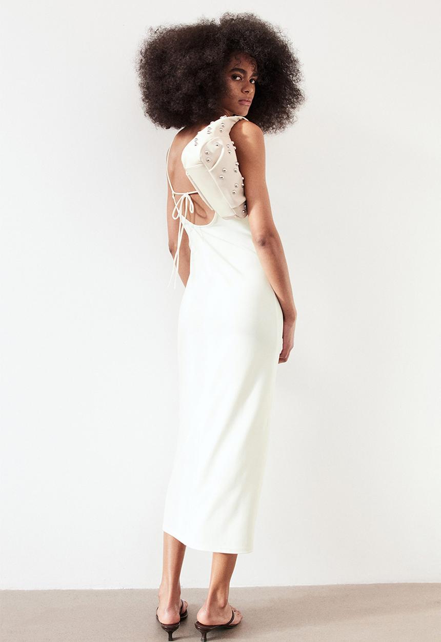 H&M - Strappy bodycon dress - cream 