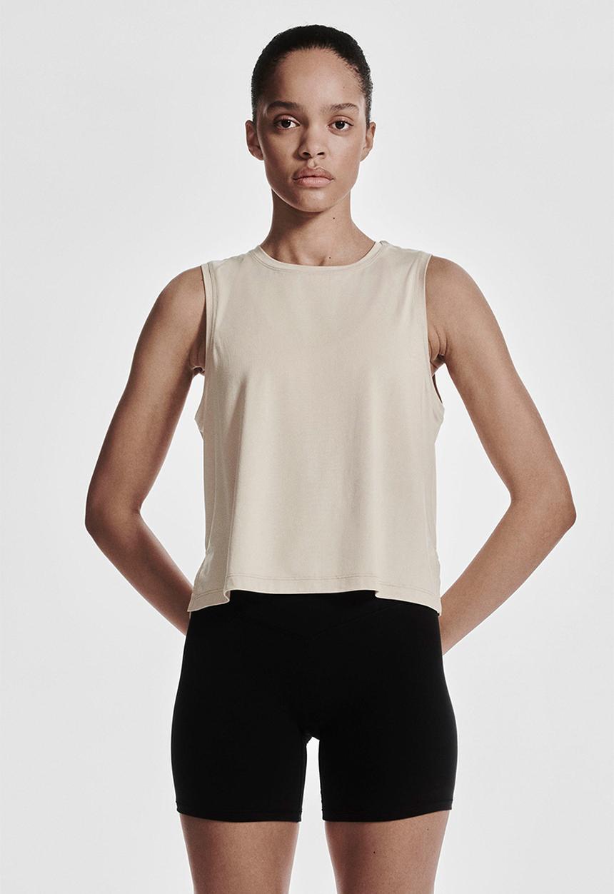 H&M - Boxy-style sports vest top with drymove™ - light beige