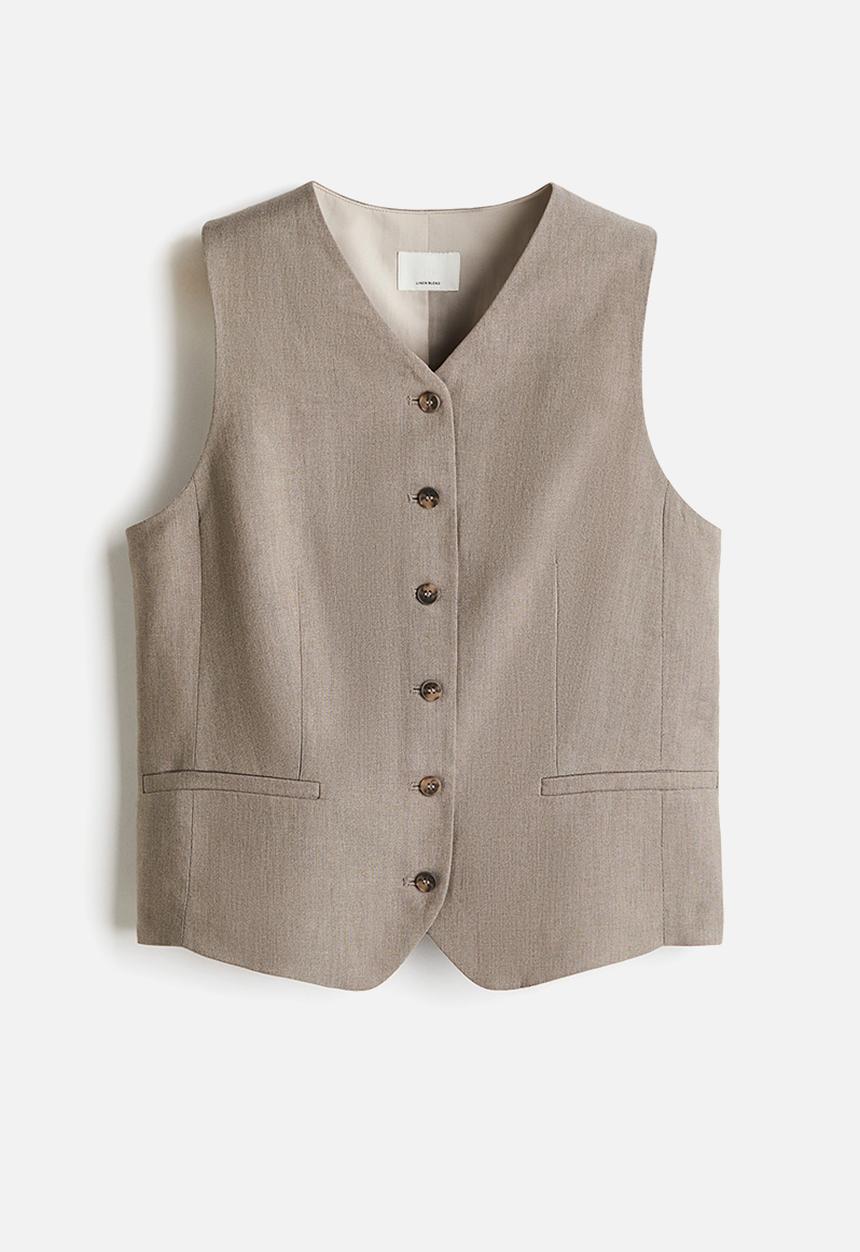 H&M - Linen-blend suit waistcoat - greige