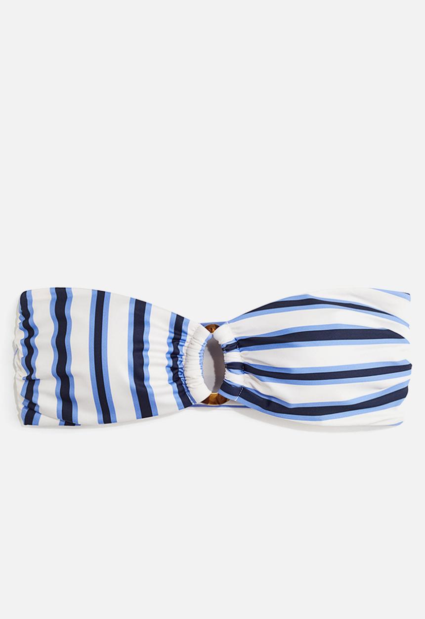 H&M - Padded bandeau bikini top - white blue striped