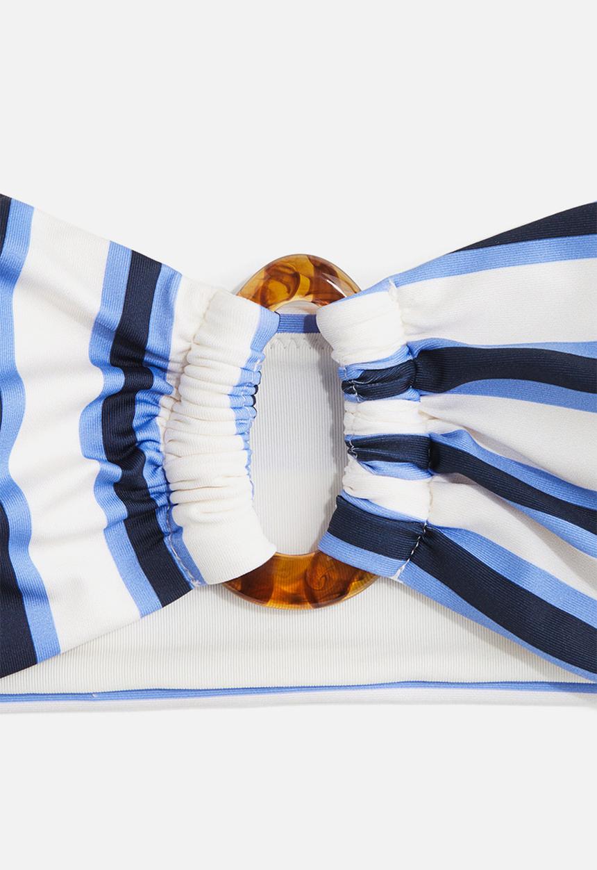 H&M - Padded bandeau bikini top - white blue striped