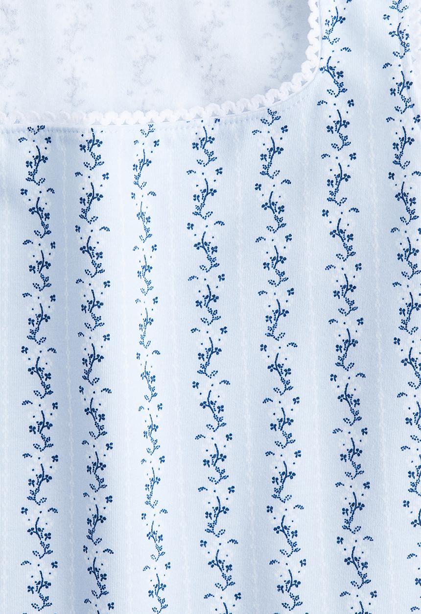 H&M - Picot-trimmed vest top - light blue floral
