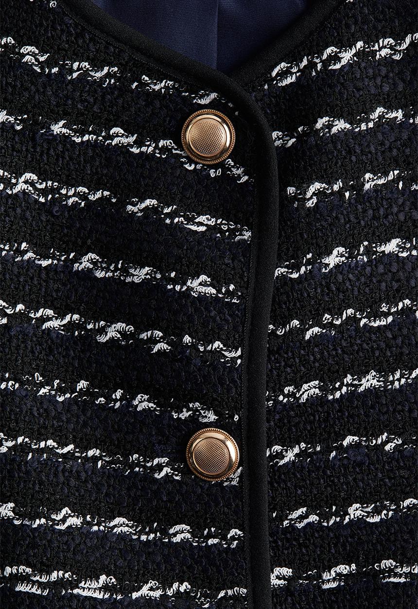 H&M - Textured-weave jacket - navy blue striped