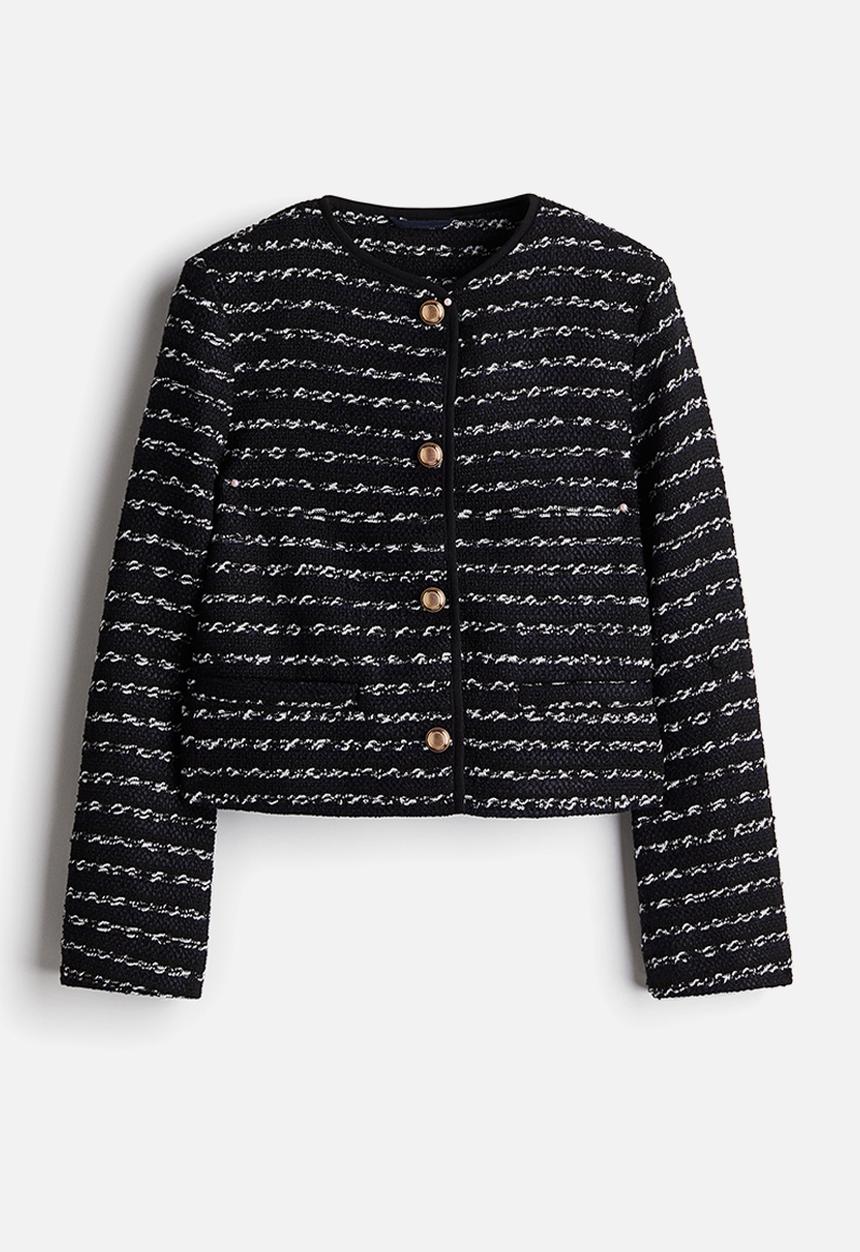 H&M - Textured-weave jacket - navy blue striped