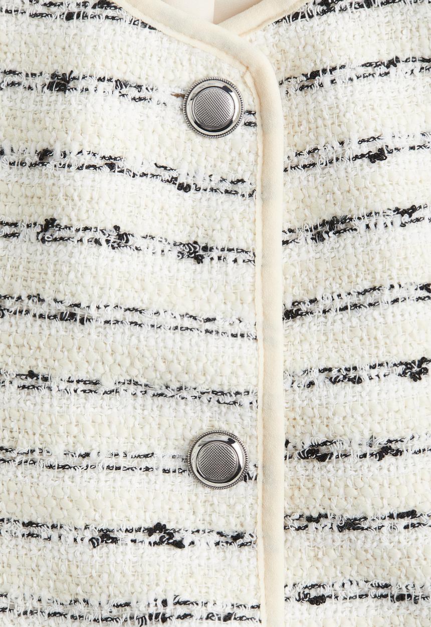 H&M - Textured-weave jacket - light beige striped
