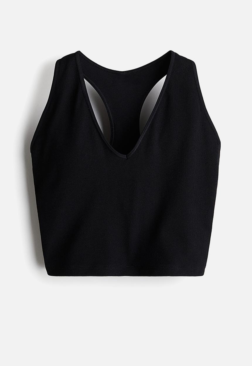 H&M - Seamless medium support sports bra with drymove™ - black