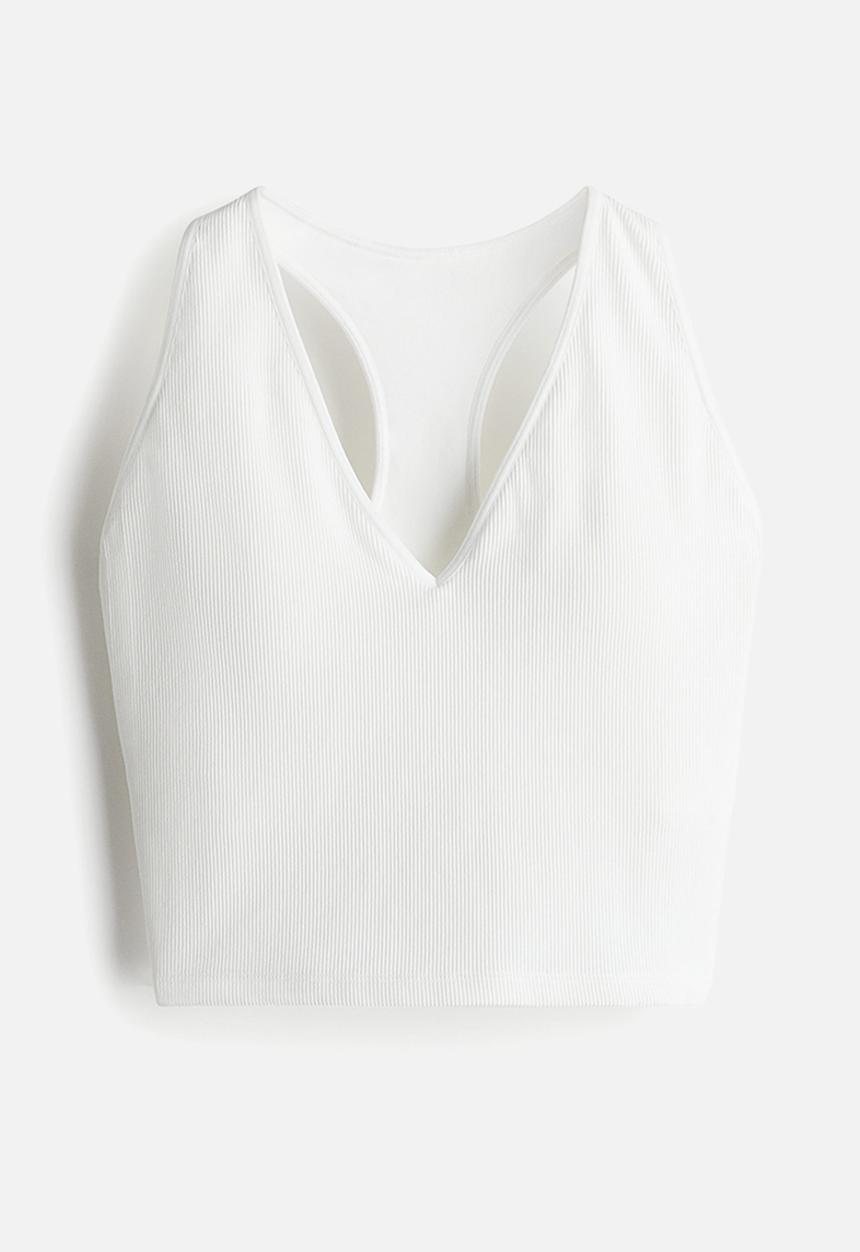 H&M - Seamless medium support sports bra with drymove™ - white