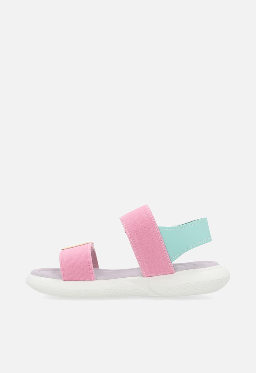 Pop Candy - Colour block twin strap sandals-multi