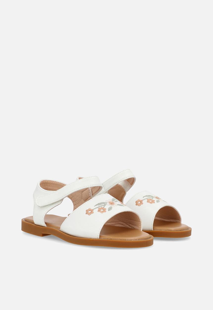 Pop Candy - Floral applique sandals - white