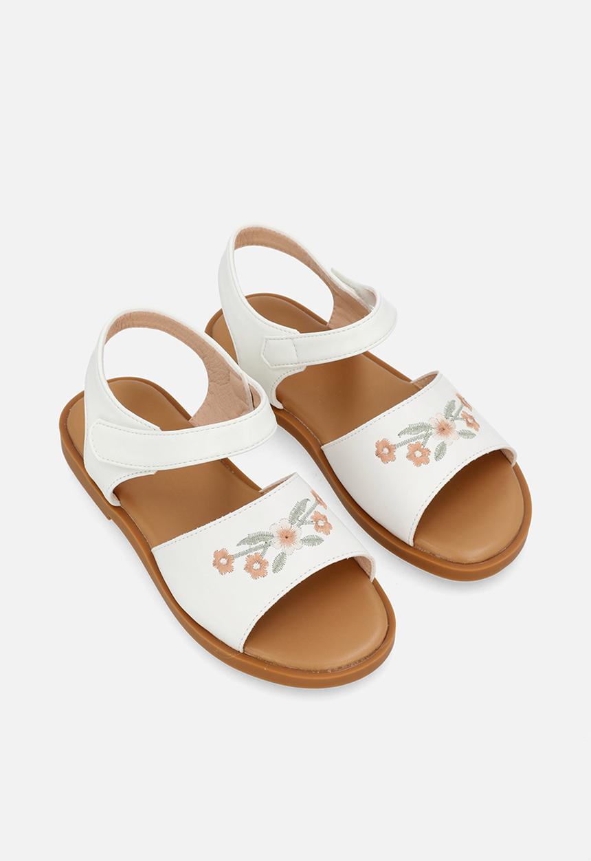 Pop Candy - Floral applique sandals - white