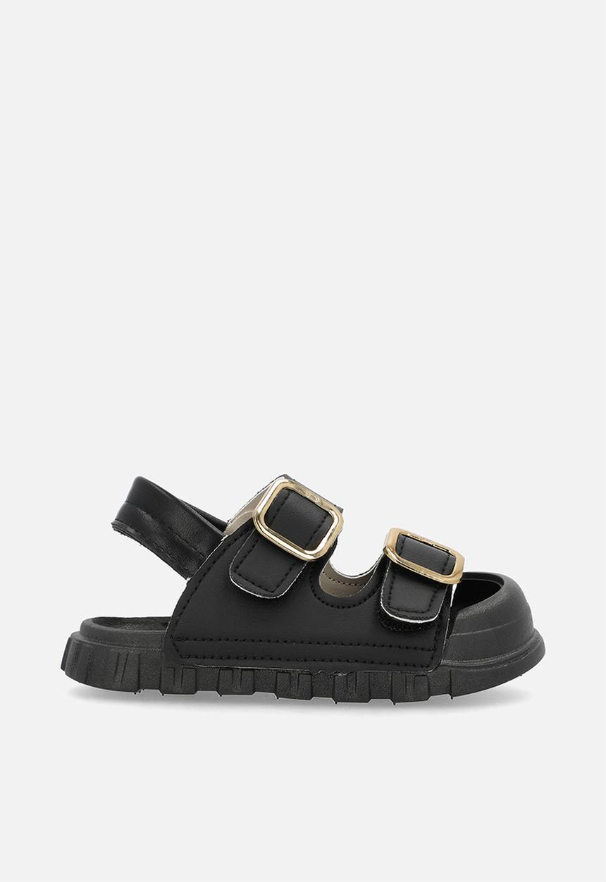 Pop Candy - Twin buckle strap sandals-black