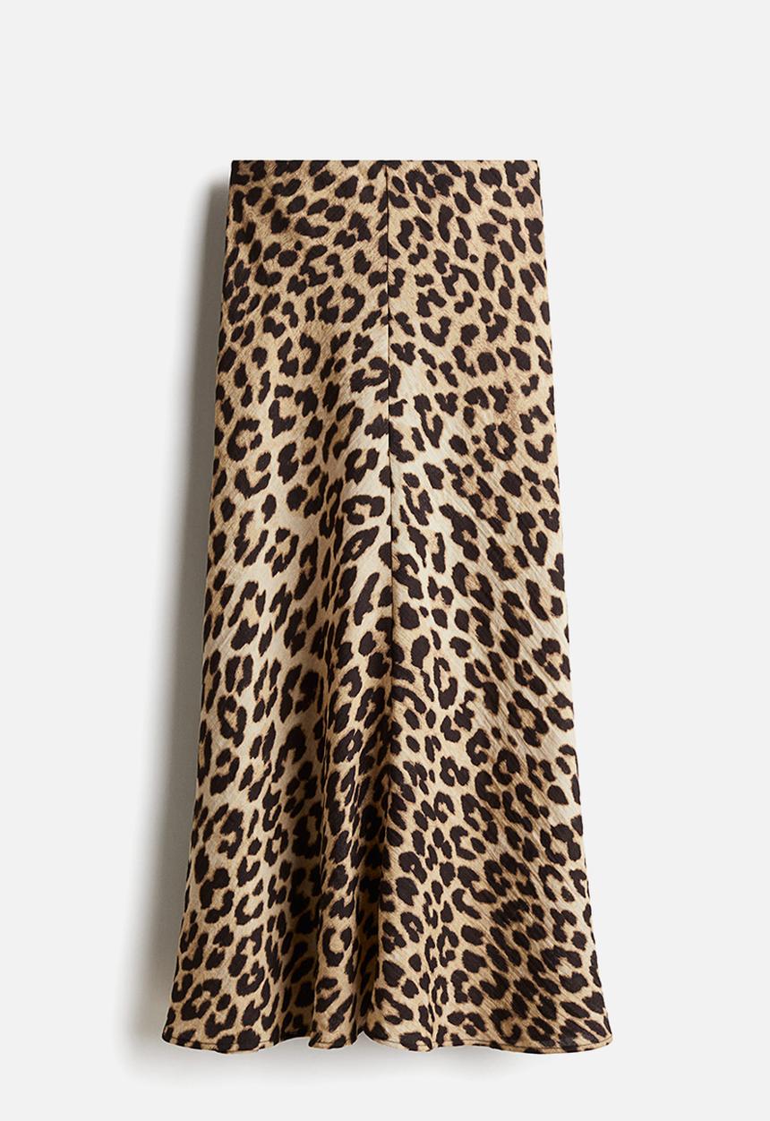 H&M - Slip skirt - beige & leopard print