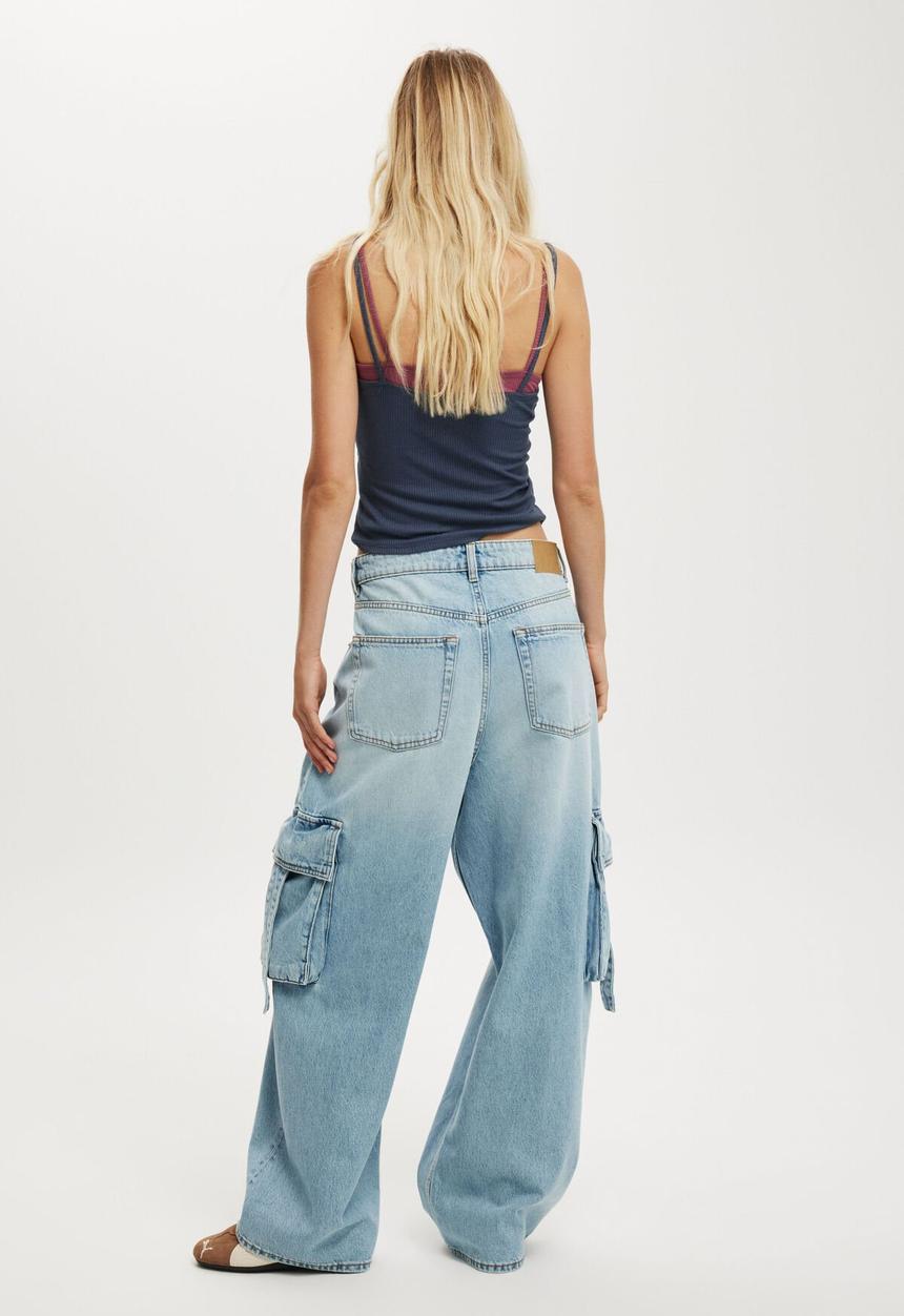 Cotton On - Boyfriend Super Baggy Jean - Cargo Remi Blue