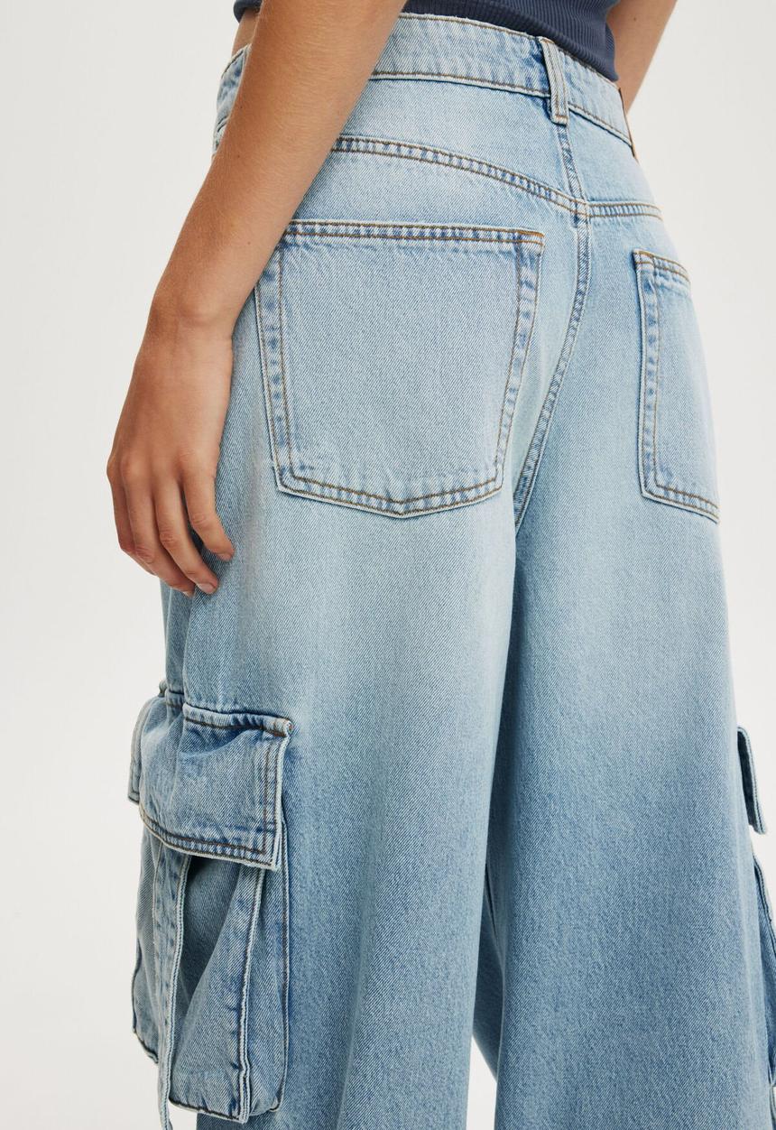 Cotton On - Boyfriend Super Baggy Jean - Cargo Remi Blue