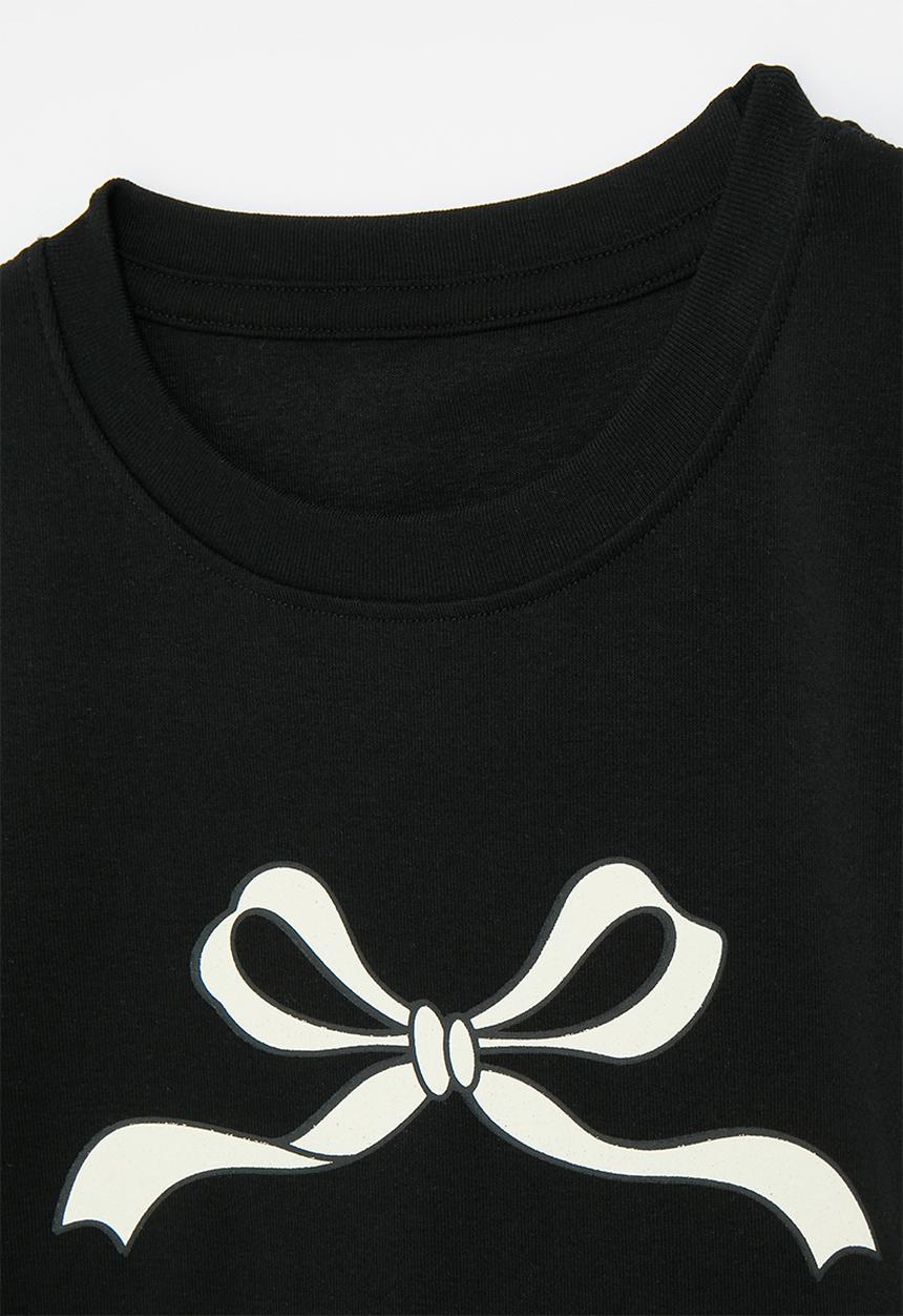 Pop Candy - Bow print tee-black