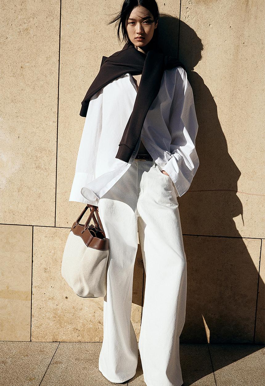 H&M - Wide high jeans - cream