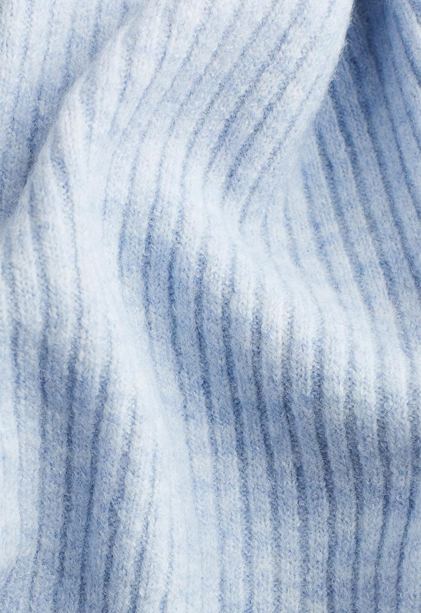 H&M - Tie-detail rib-knit top - light blue marl