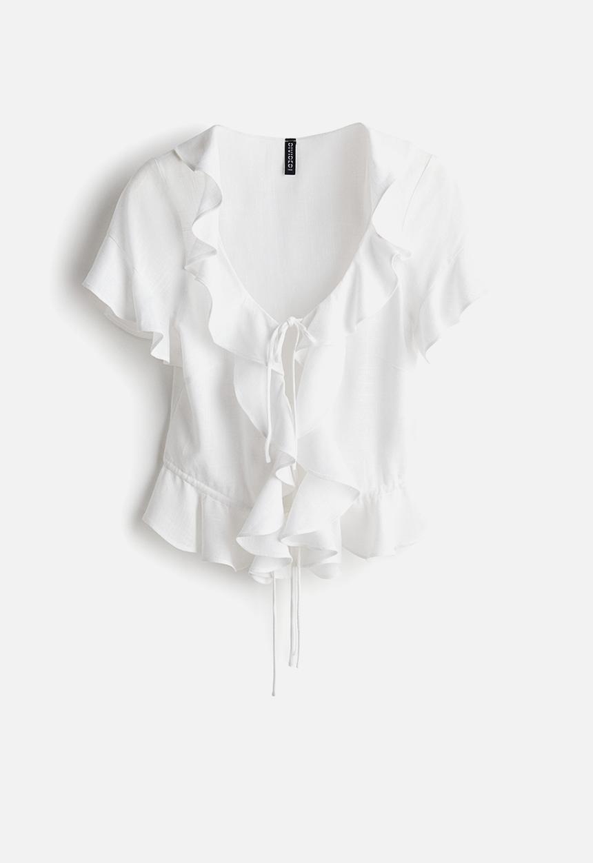 H&M - Flounced blouse - white