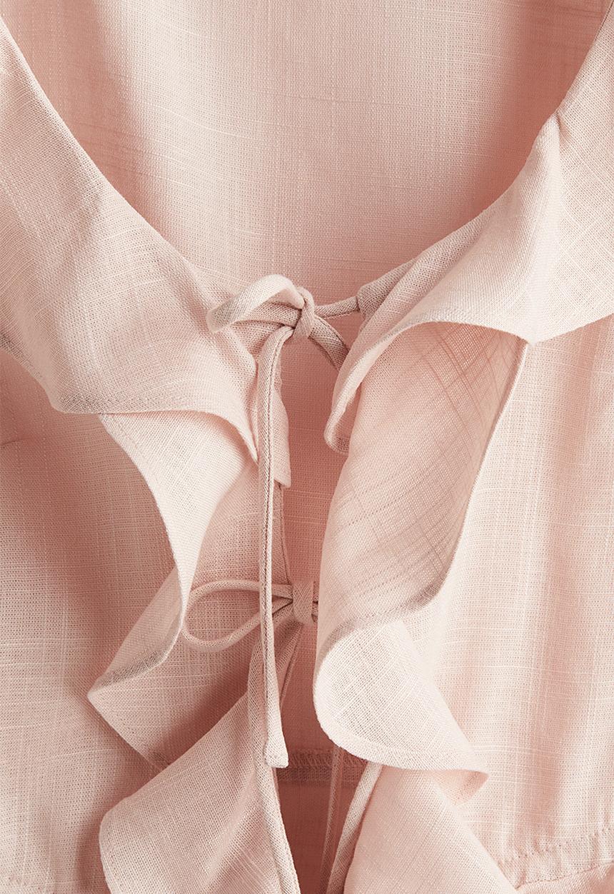 H&M - Flounced blouse - light dusty pink