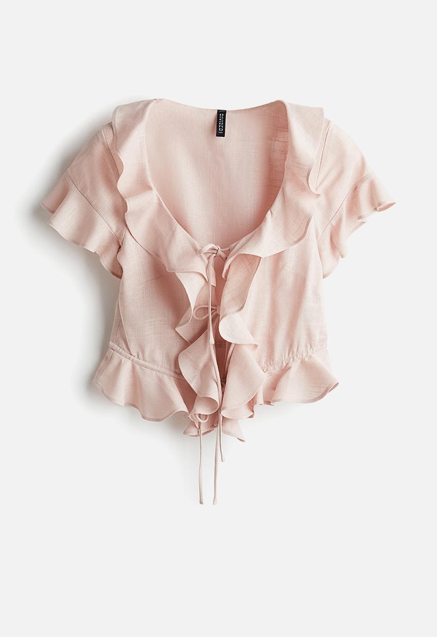 H&M - Flounced blouse - light dusty pink