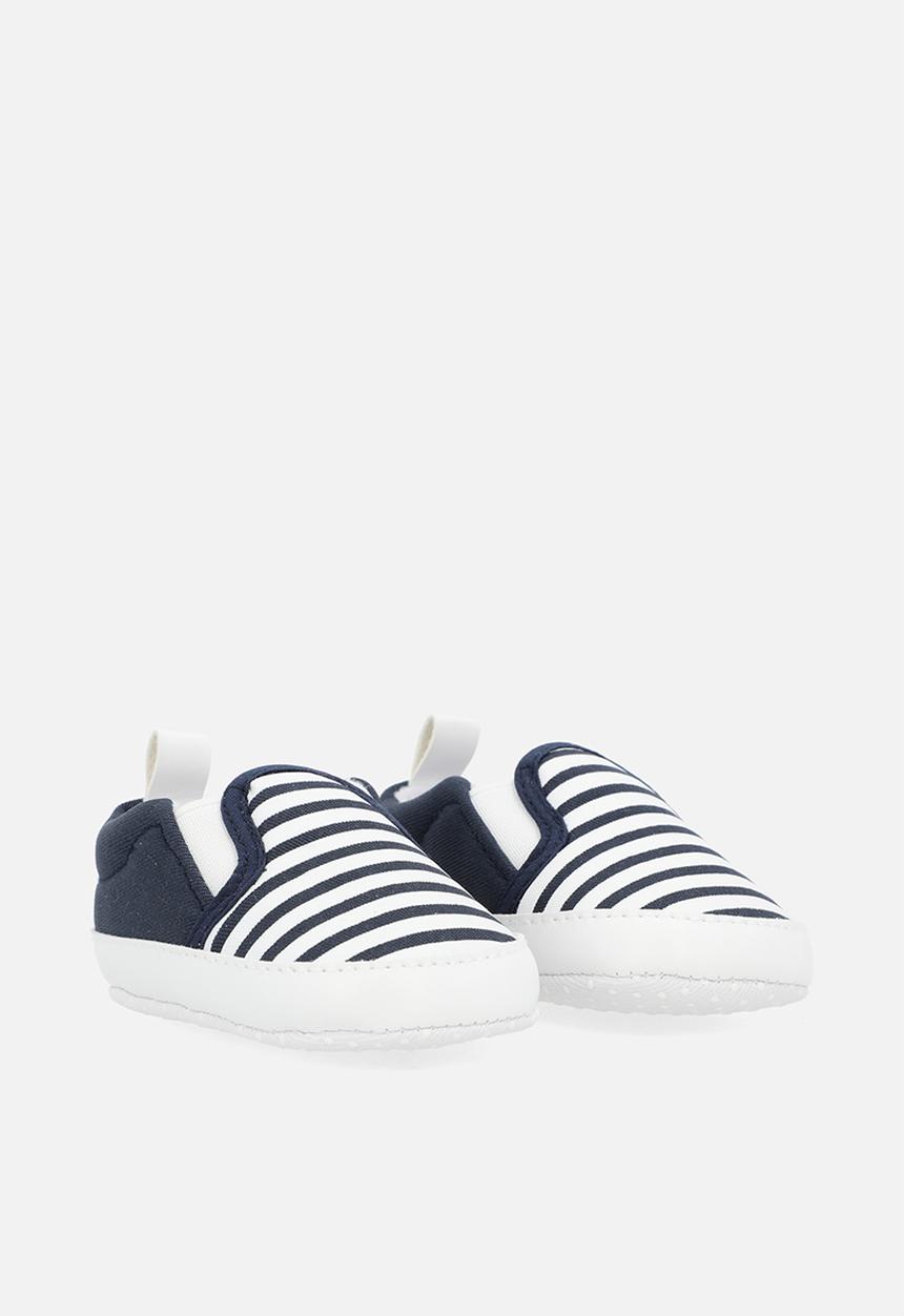 Pop Candy - Striped slip on sneakers - blue & white