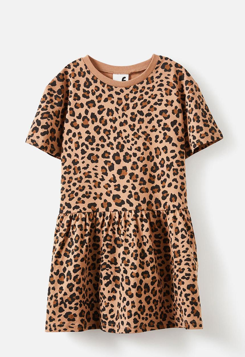 Cotton On - Willow short sleeve dress - taupy brown/leopard