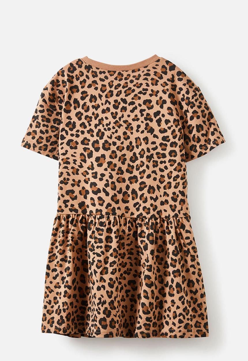 Cotton On - Willow short sleeve dress - taupy brown/leopard