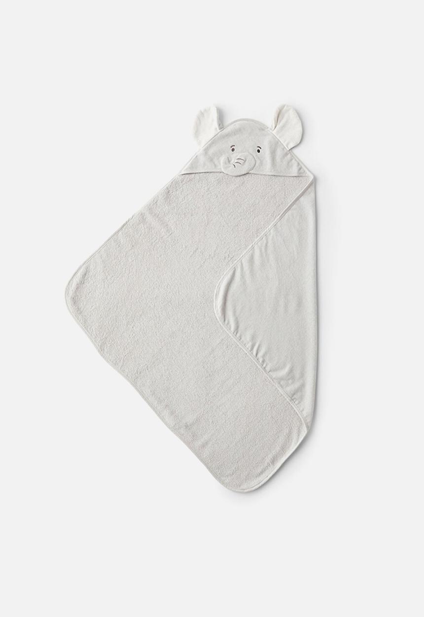Cotton On - Organic baby snuggle towel - winter grey/elephant