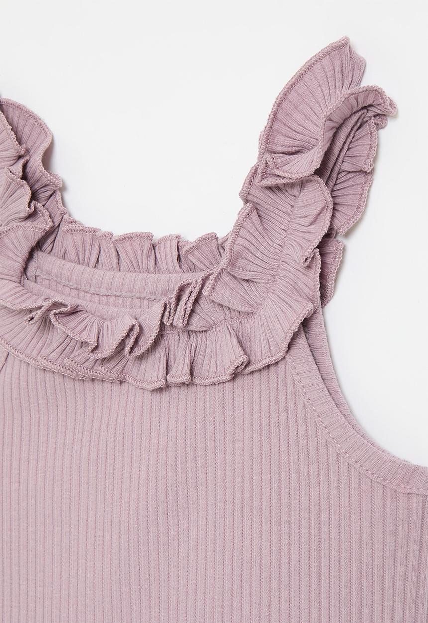 Pop Candy - Frilled collar tee - lilac
