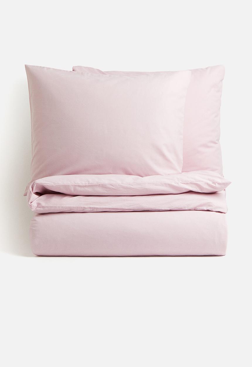 H&M - Cotton double/king duvet cover set - light pink