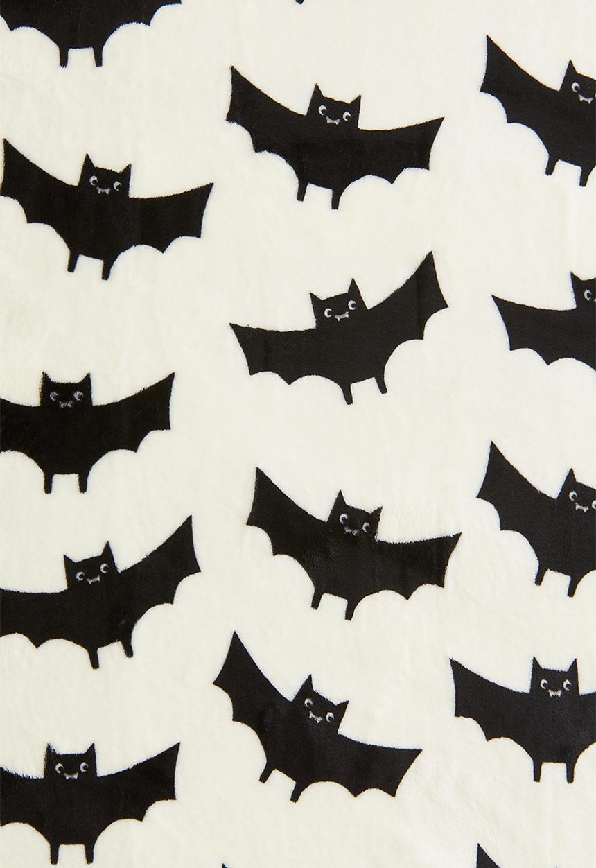 H&M - Patterned fleece blanket - white bats
