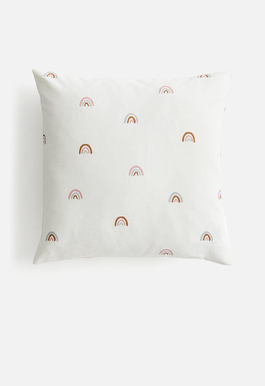 H&M - Printed cotton cushion cover - white rainbows