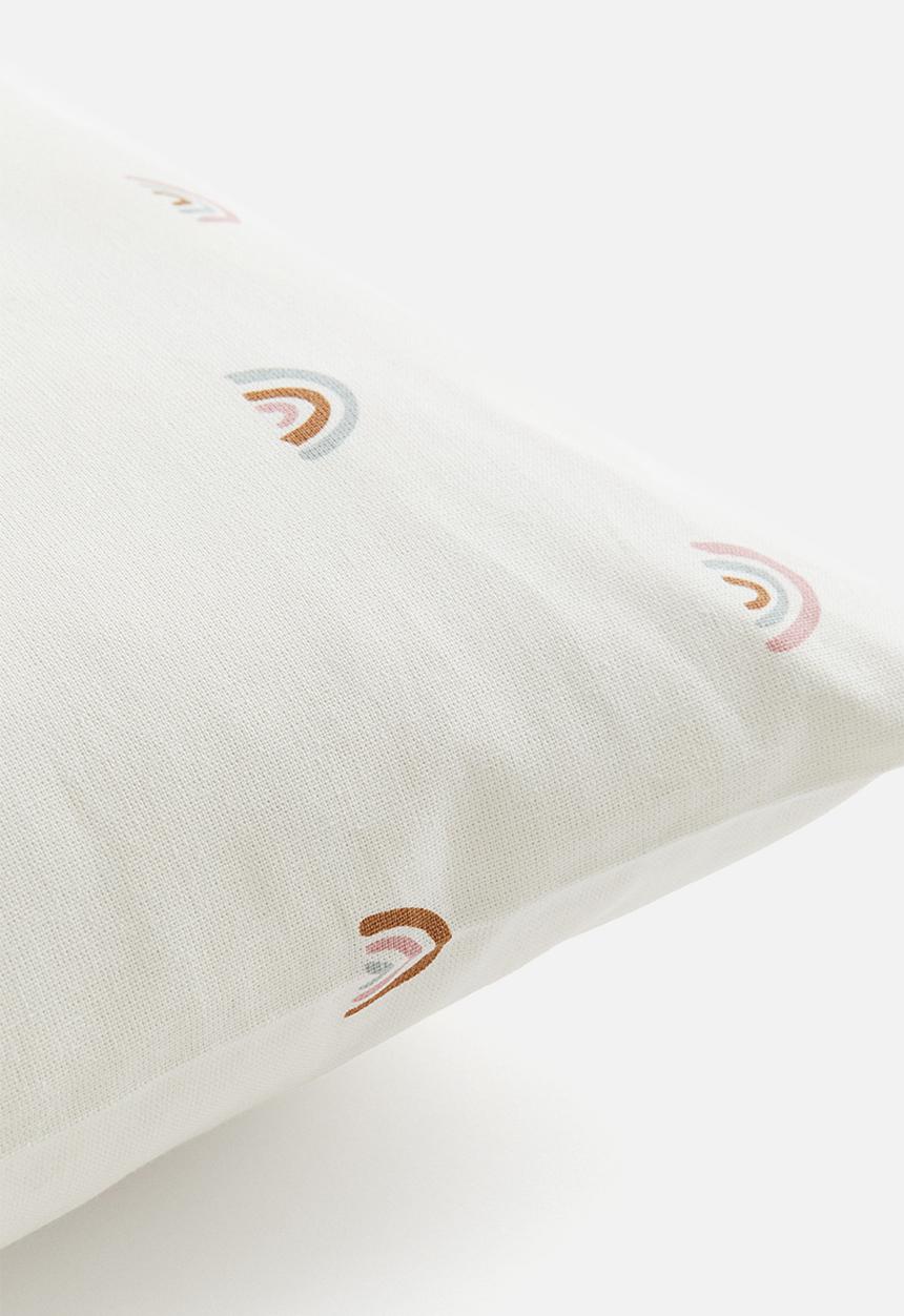 H&M - Printed cotton cushion cover - white rainbows