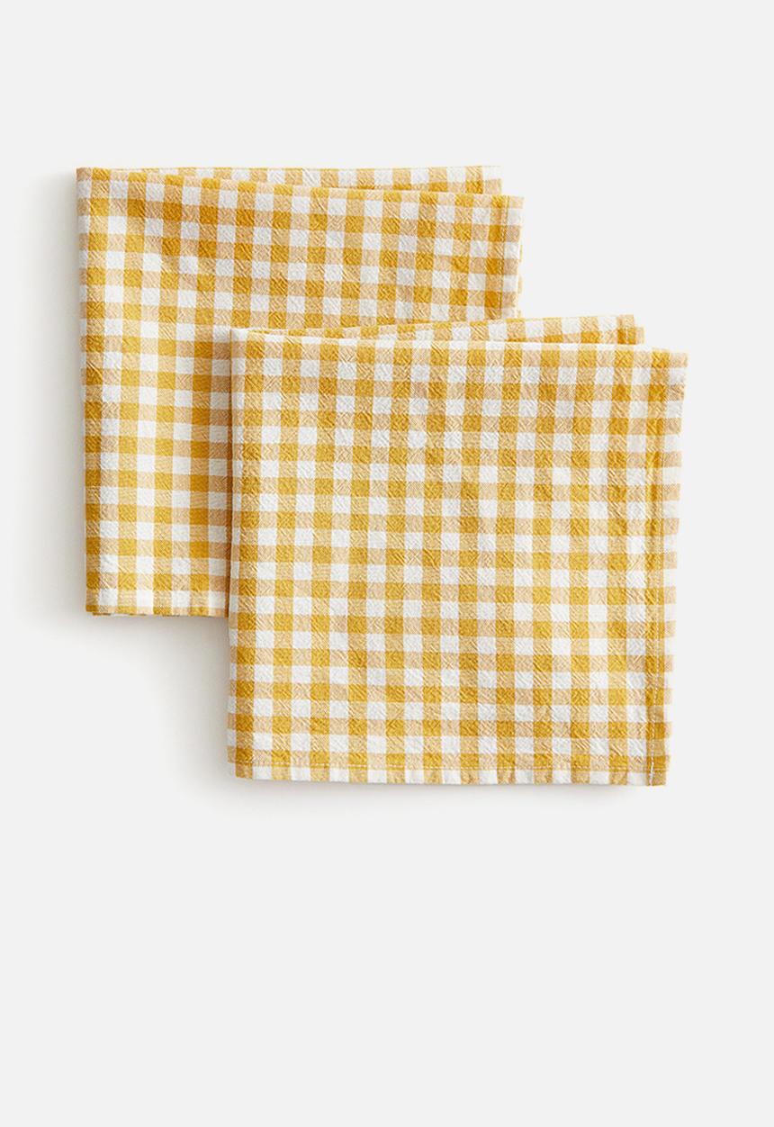 H&M - 2 pack napkins - dark yellow gingham check