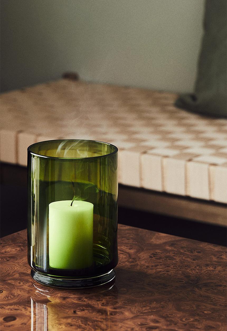 H&M - Large glass candle lantern - green