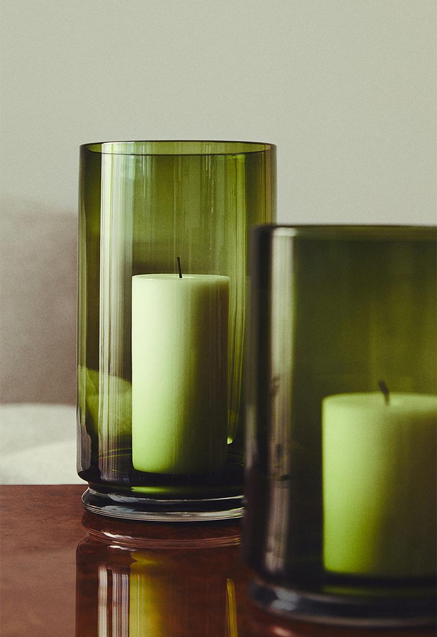 H&M - Extra-large glass candle lantern - green