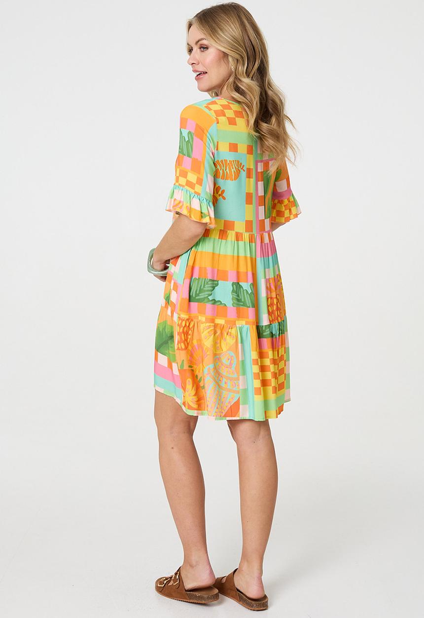 Stella Morgan - Midi Dress with half sleeve with frill sleeve - multi