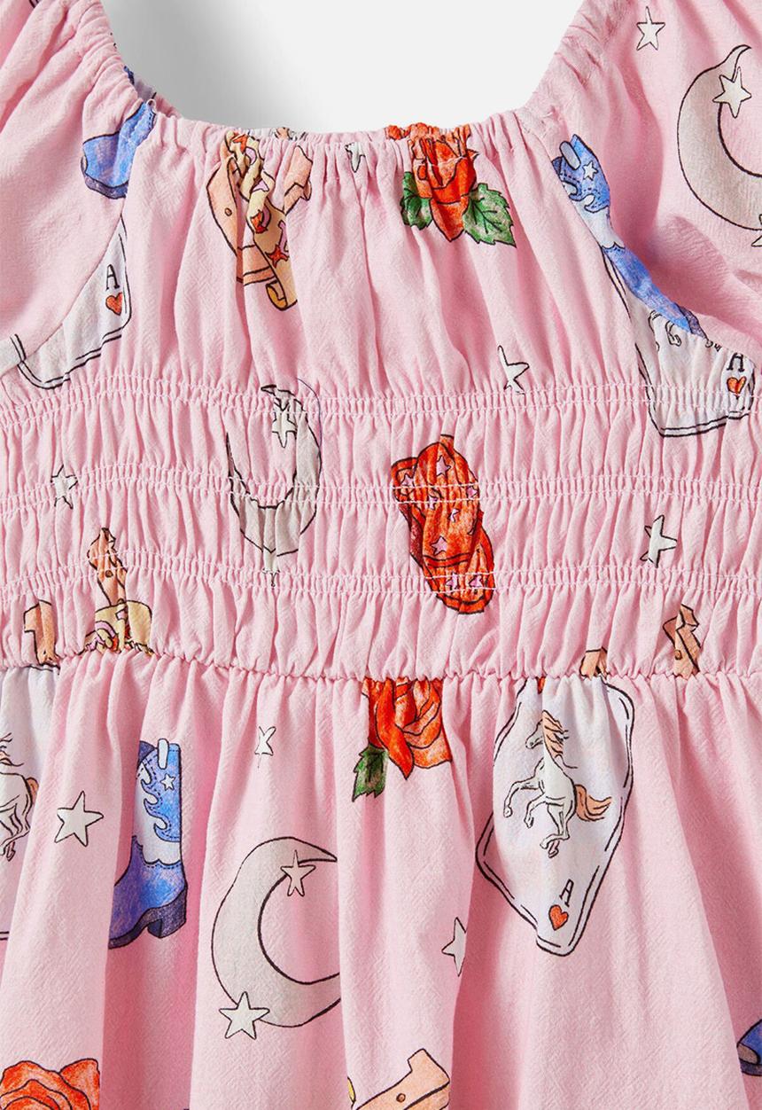 Cotton On - Emerson puff sleeve dress - pink/western