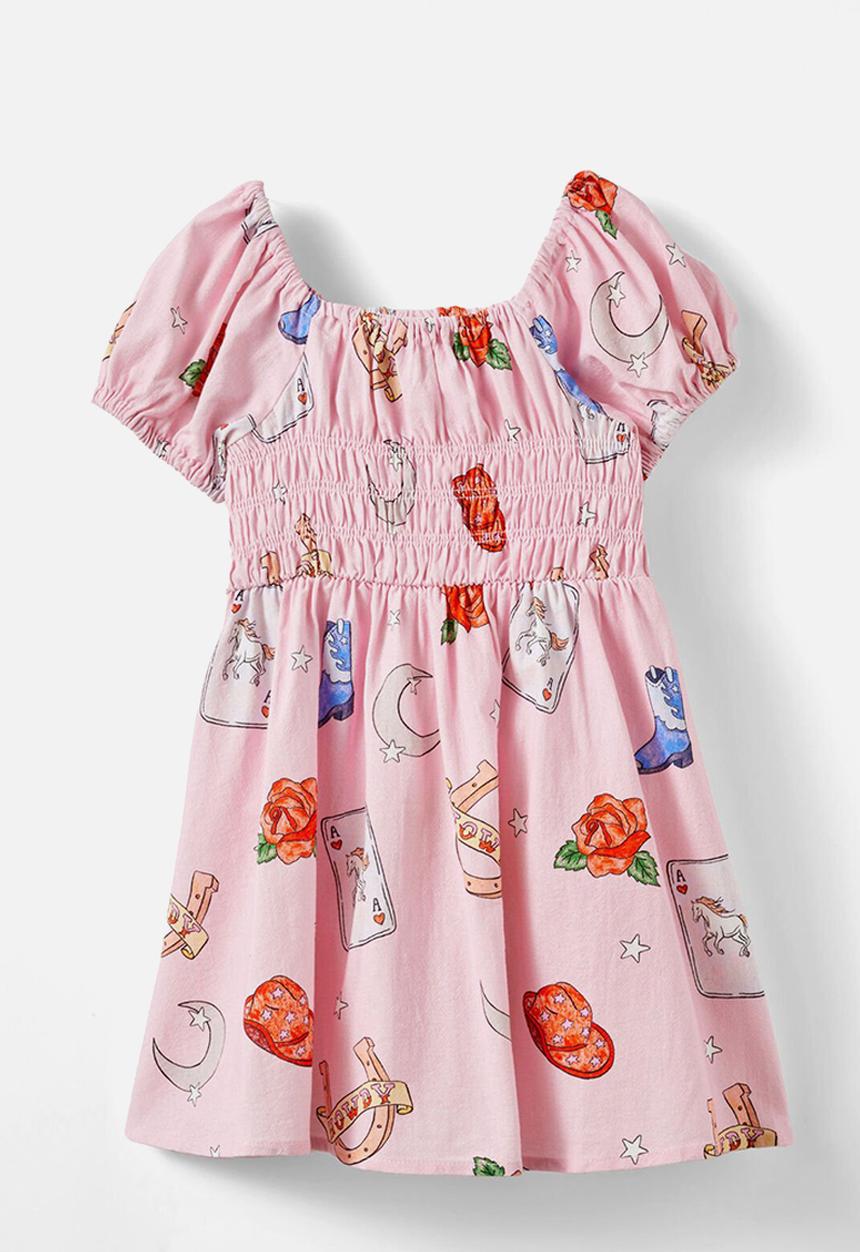 Cotton On - Emerson puff sleeve dress - pink/western