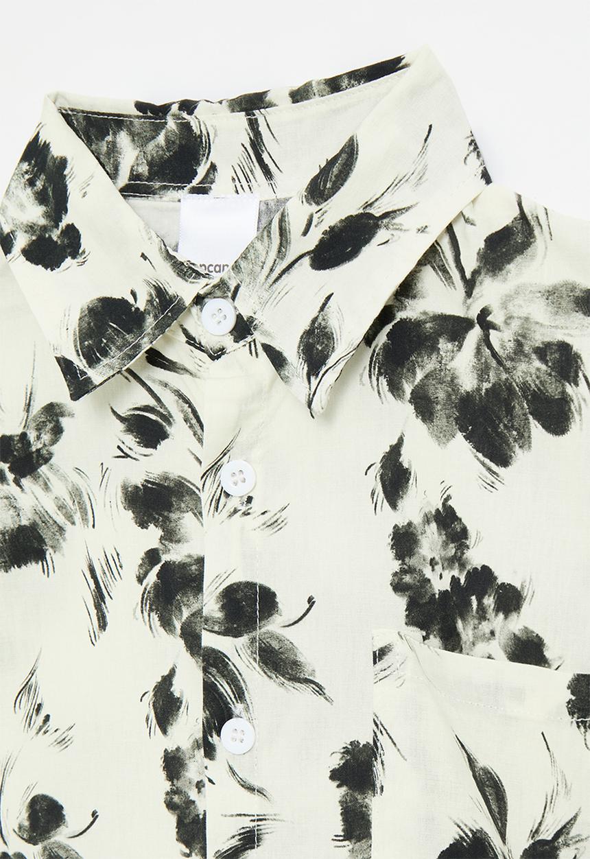 Pop Candy - Tie dye button down shirt - ecru & black