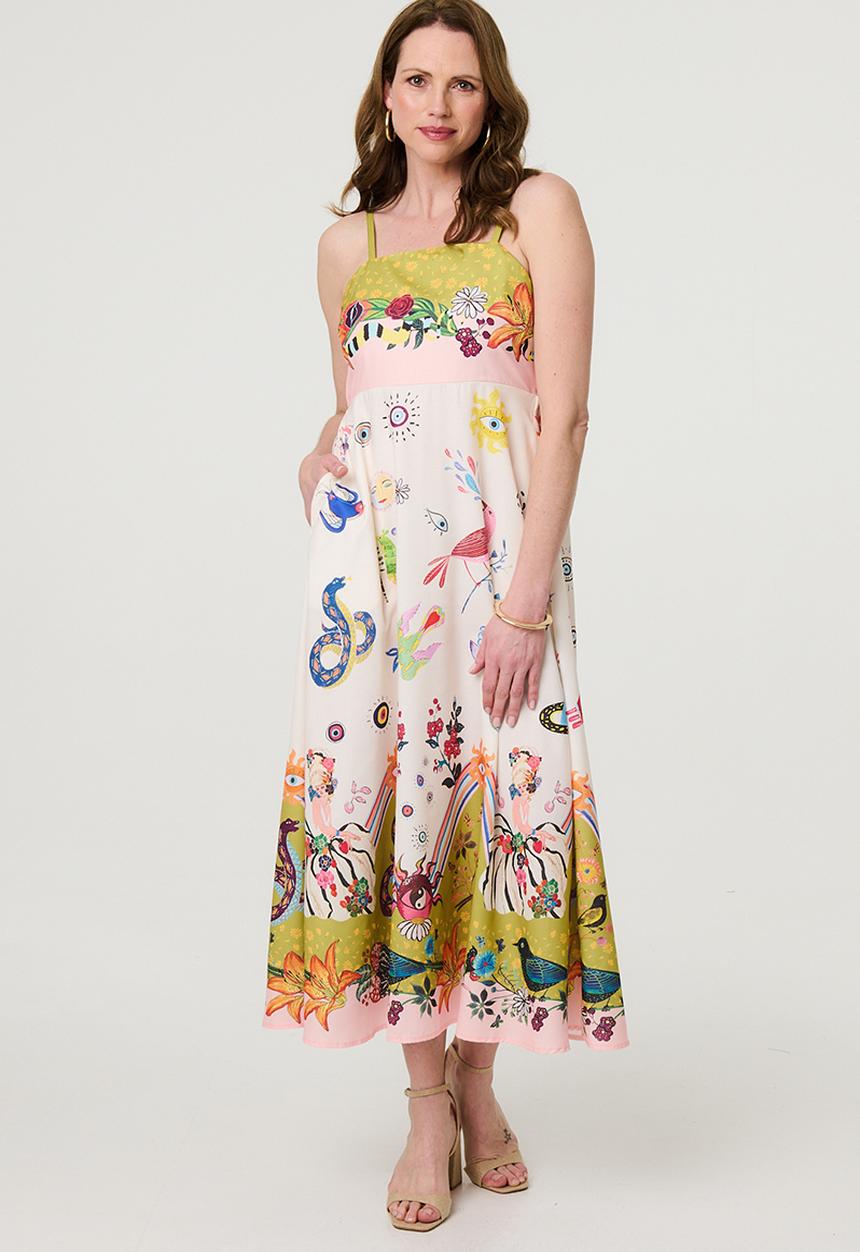 Stella Morgan - Strappy all over multi colour Print Maxi Dress - multi