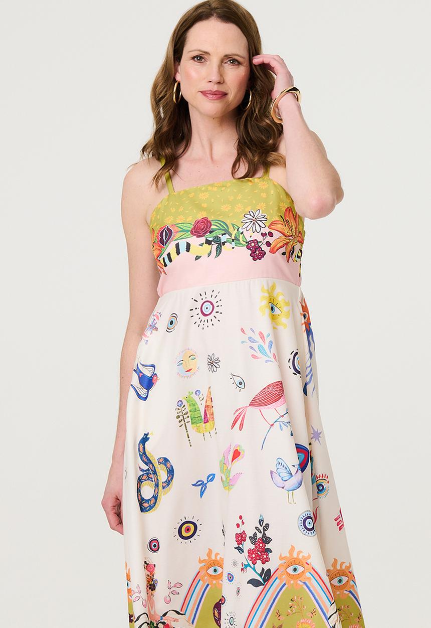 Stella Morgan - Strappy all over multi colour Print Maxi Dress - multi
