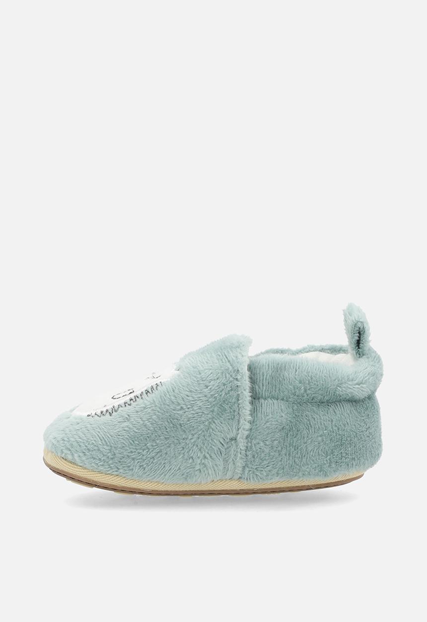Pop Candy - Bear applique slippers - sage green