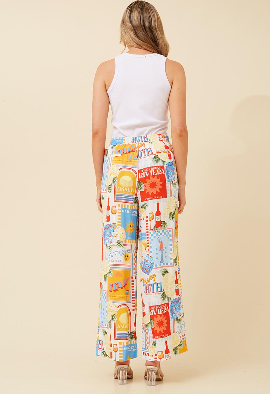 Izabel London - Wide Leg Printed Pant - multi