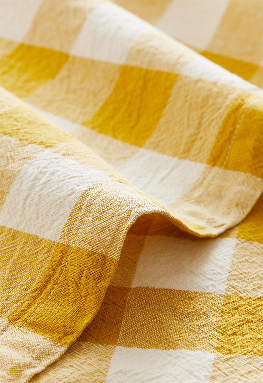 H&M - Patterned cotton tablecloth - dark yellow gingham check